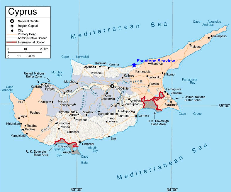 MAP OF NORTHERN CYPRUS